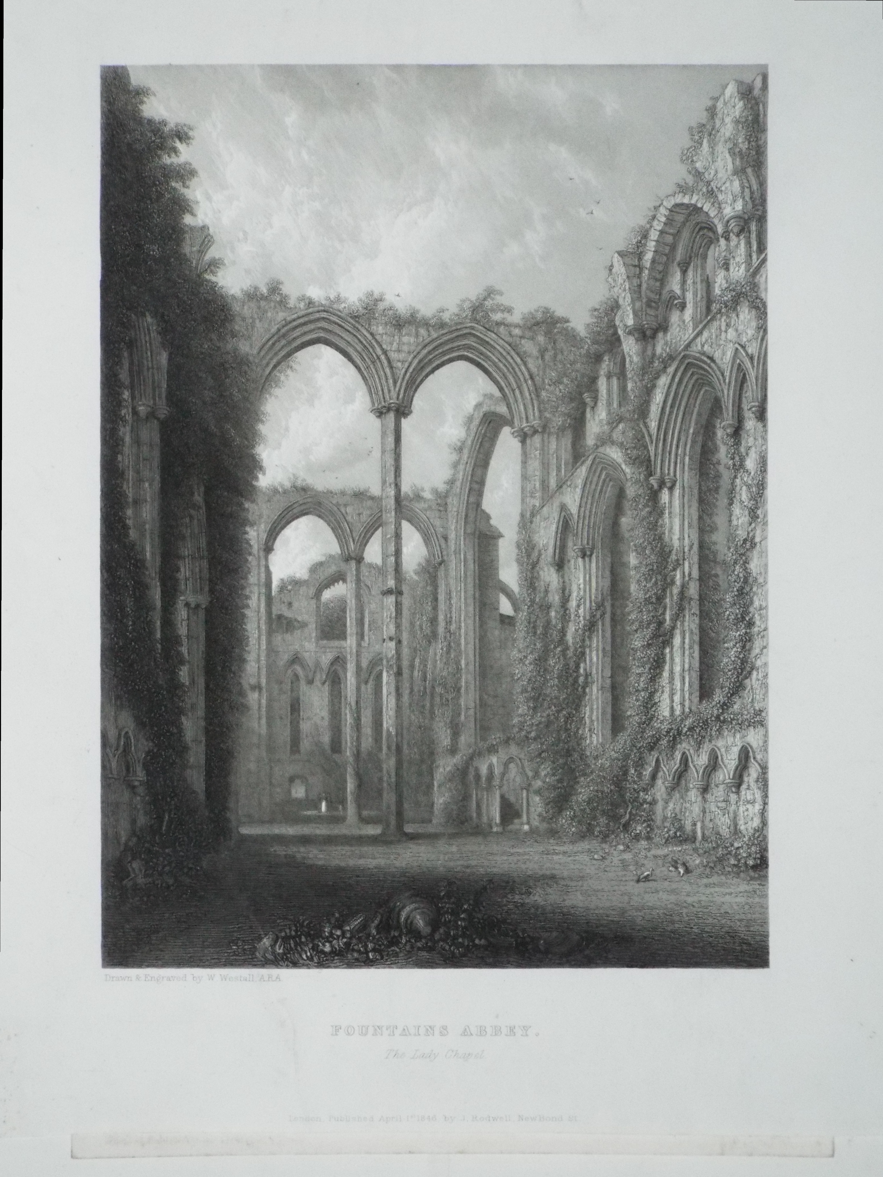 Aquatint - Fountains Abbey. The Lady Chapel. - Westall